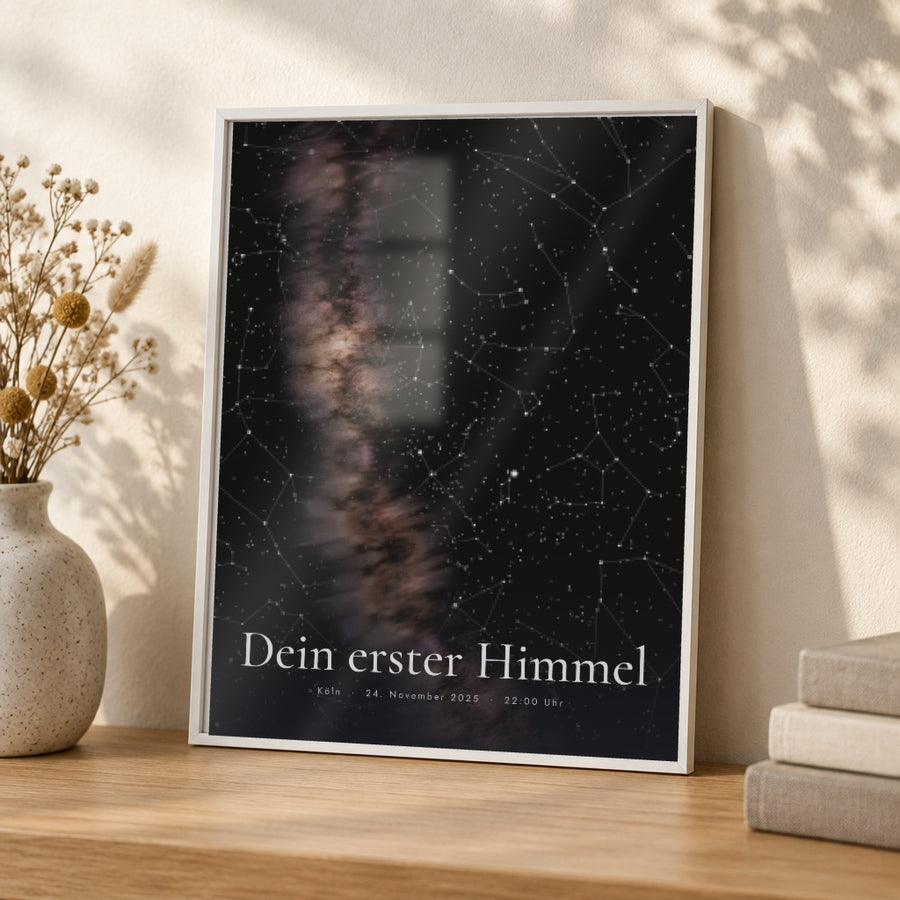 LICHTJAHR – Nahaufnahme von Papier und Rahmen