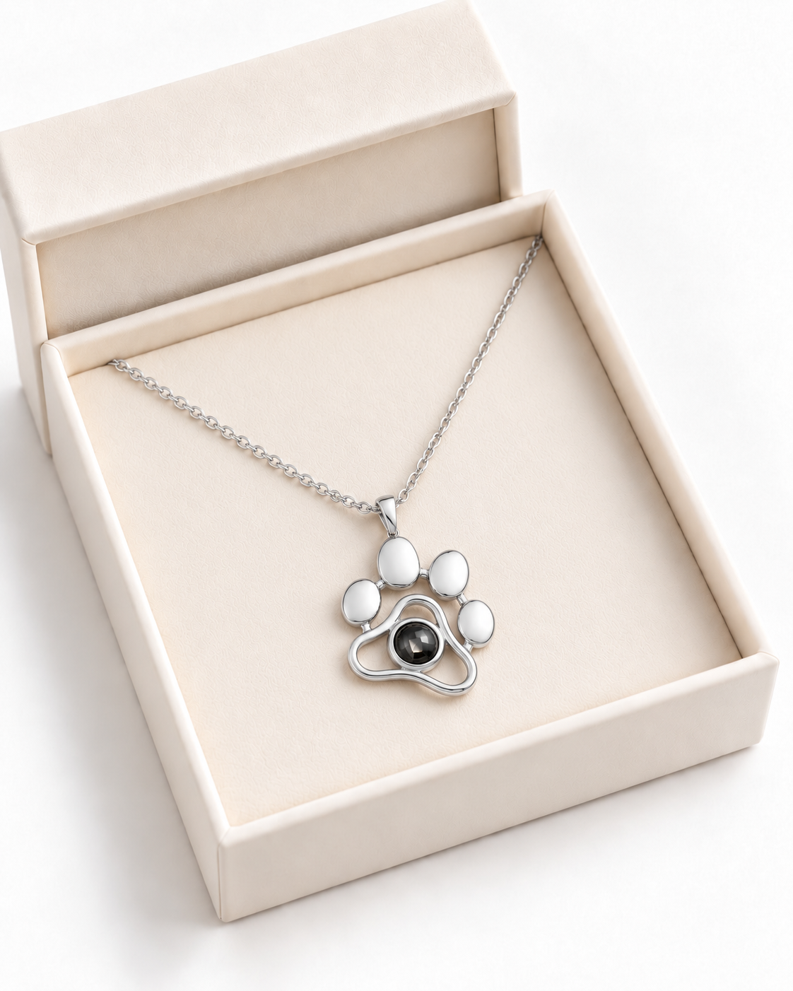 FINJA Pfotenkette mit Fotoprojektion Silber – in der Geschenkbox – Lorelia