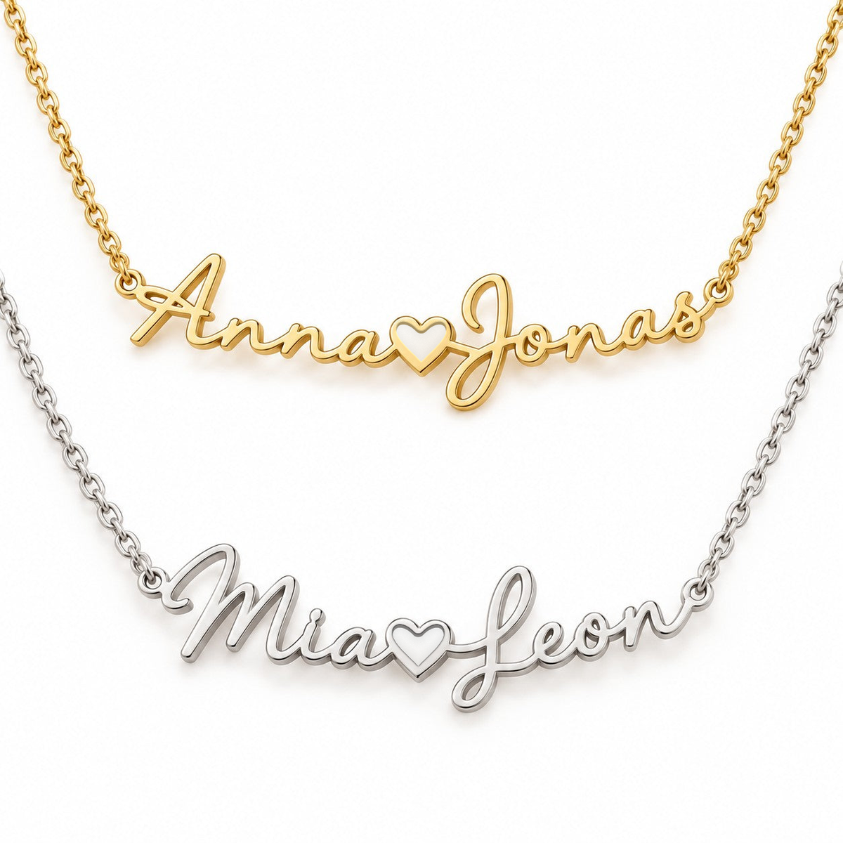 NANNA Namenskette mit Herz in Gold und Silber – Lorelia