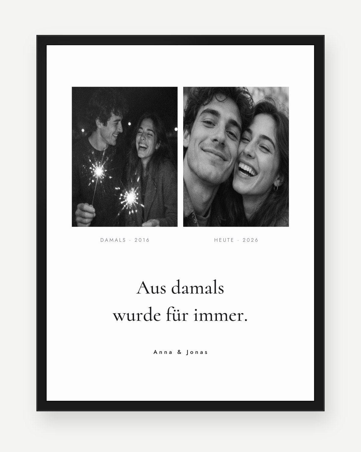 Paar-Fotoposter – Design Damals & Heute