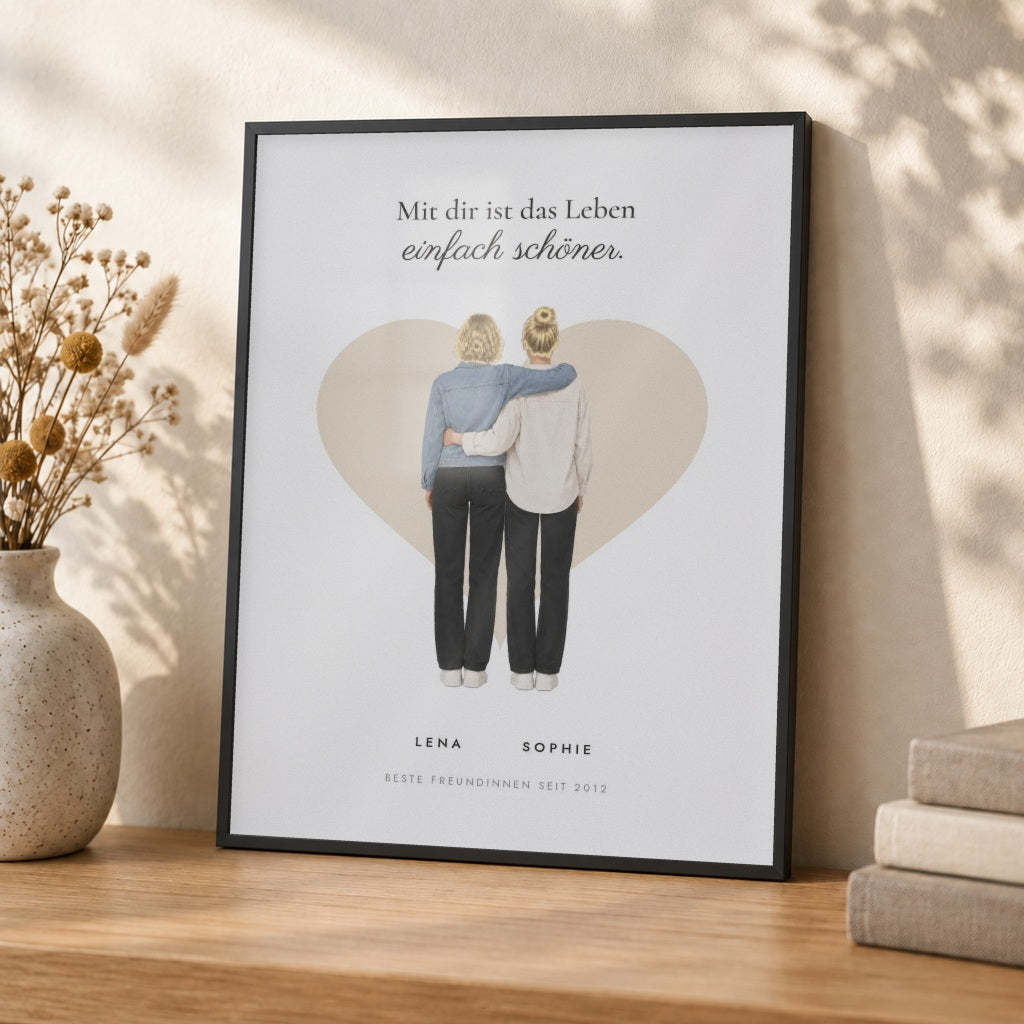 Beste-Freundinnen-Poster – eure Figuren selbst gestalten – Nahaufnahme im schwarzen Rahmen