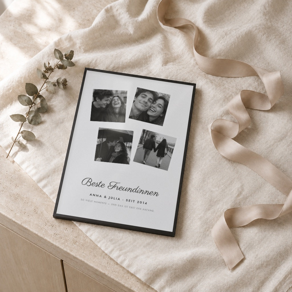 Freundinnen-Fotoposter – als Geschenk im schwarzen Rahmen
