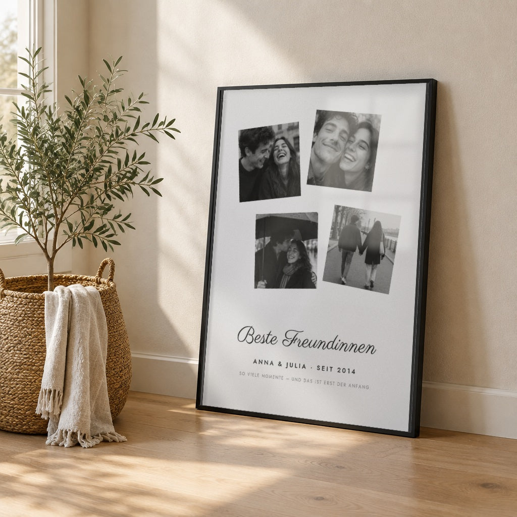 Freundinnen-Fotoposter – im schwarzen Rahmen an die Wand gelehnt