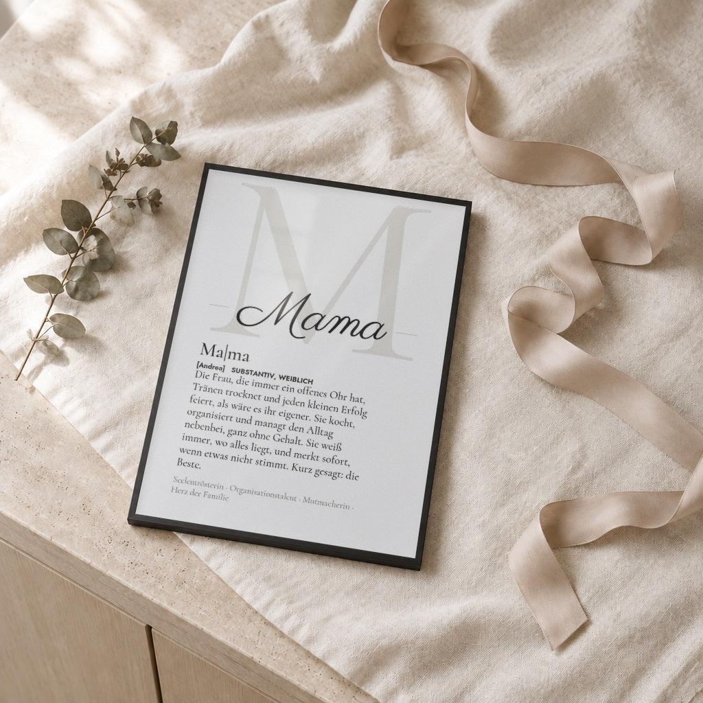 Definition-Poster personalisiert – als Geschenk im schwarzen Rahmen
