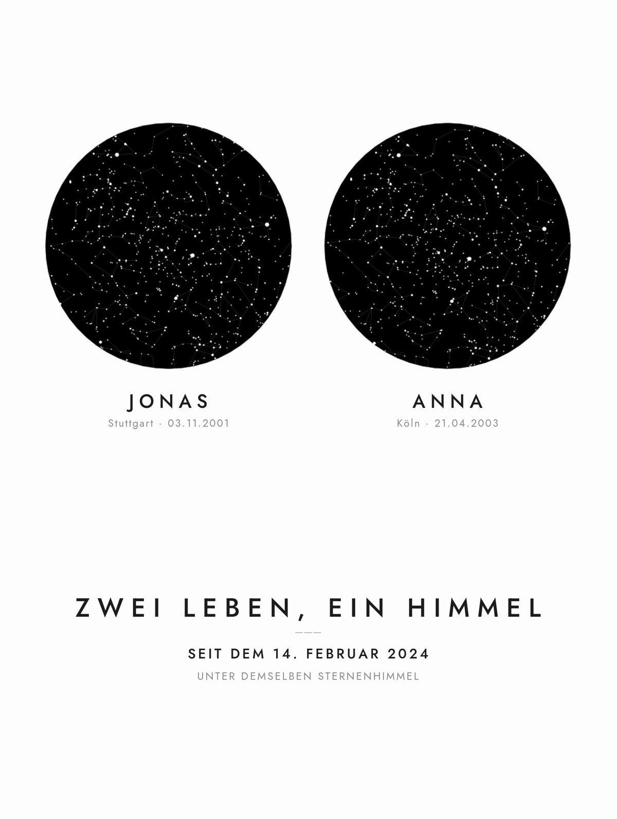 Sternenkarte ZWEI HIMMEL – Design in voller Groesse