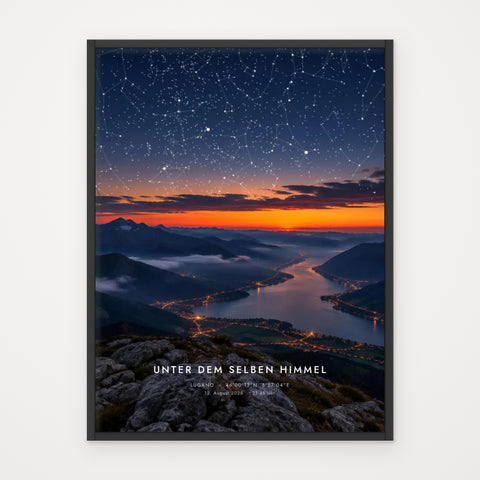 Sternenkarte BERGBLICK – im schwarzen Rahmen