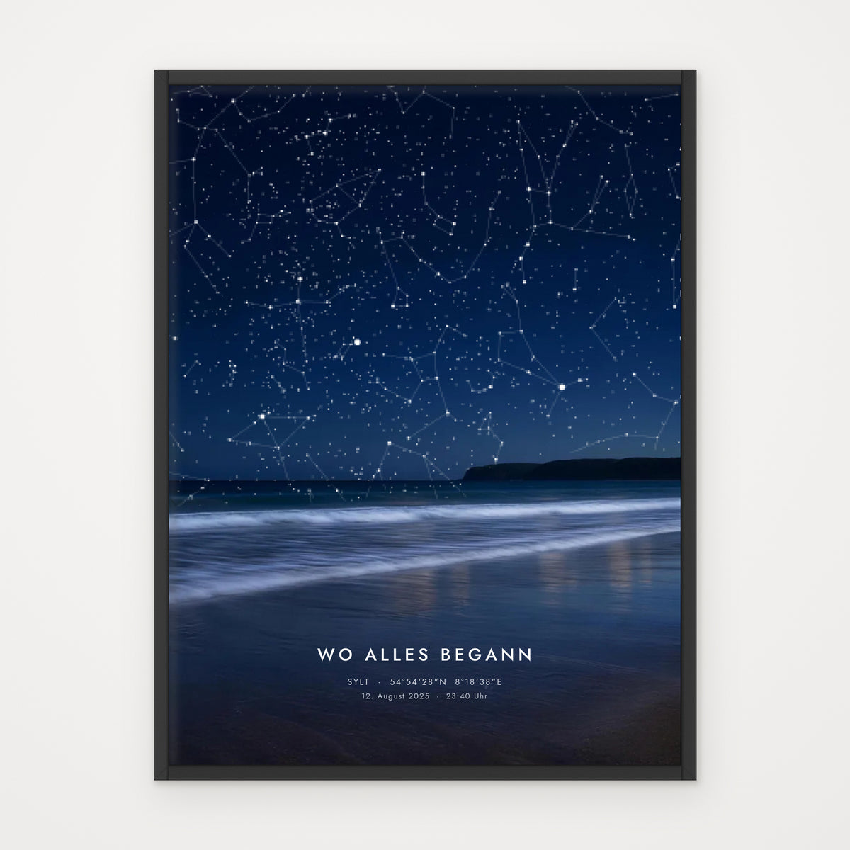 Sternenkarte MEER – im schwarzen Rahmen