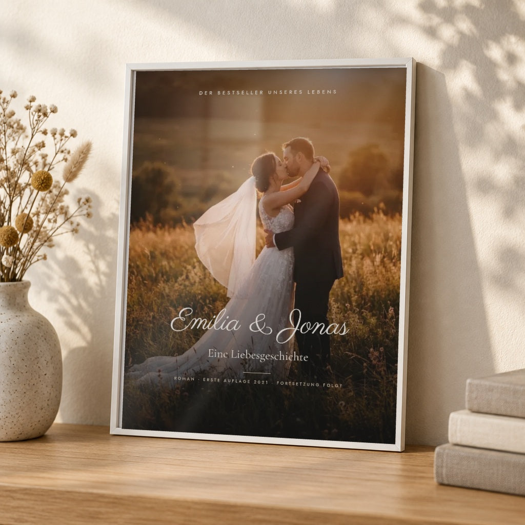 Romancover EINE LIEBESGESCHICHTE – euer Buch – Nahaufnahme im weißen Rahmen
