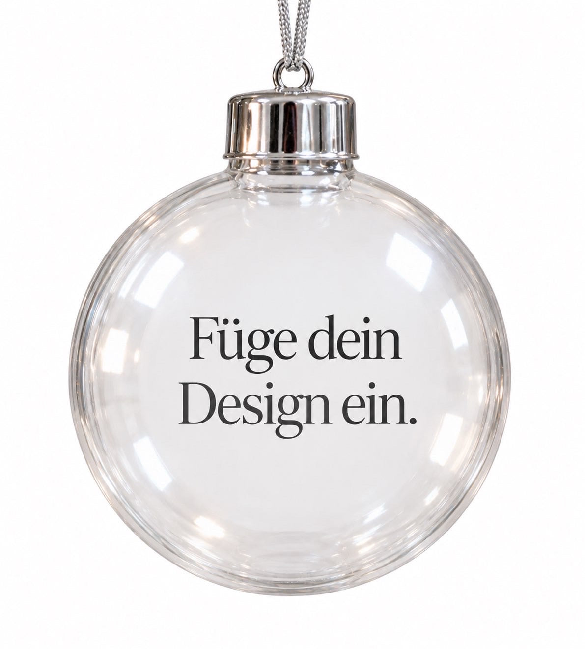 Christbaumkugel aus klarem Kunststoff mit Platz für dein Foto