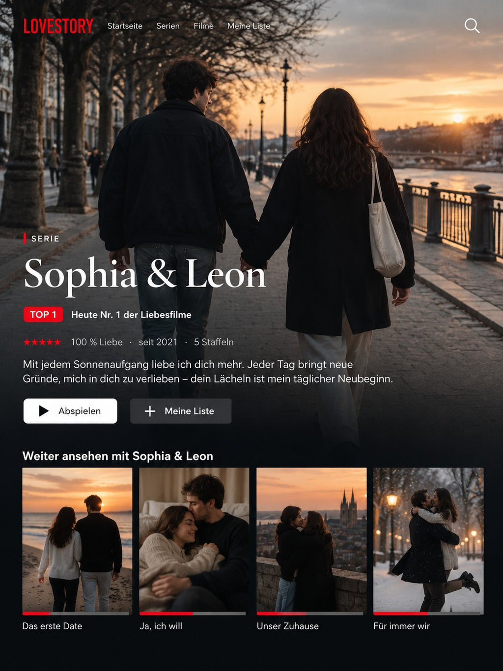 Streamingposter LOVESTORY – eure Serie – Beispiel mit Paarfotos