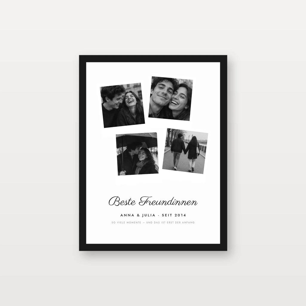 Freundinnen-Fotoposter – Poster im schwarzen Rahmen