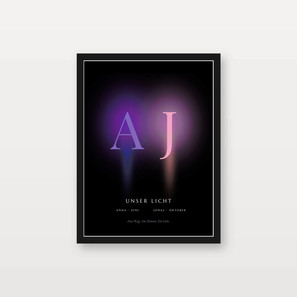 Unser Licht – Poster im schwarzen Rahmen