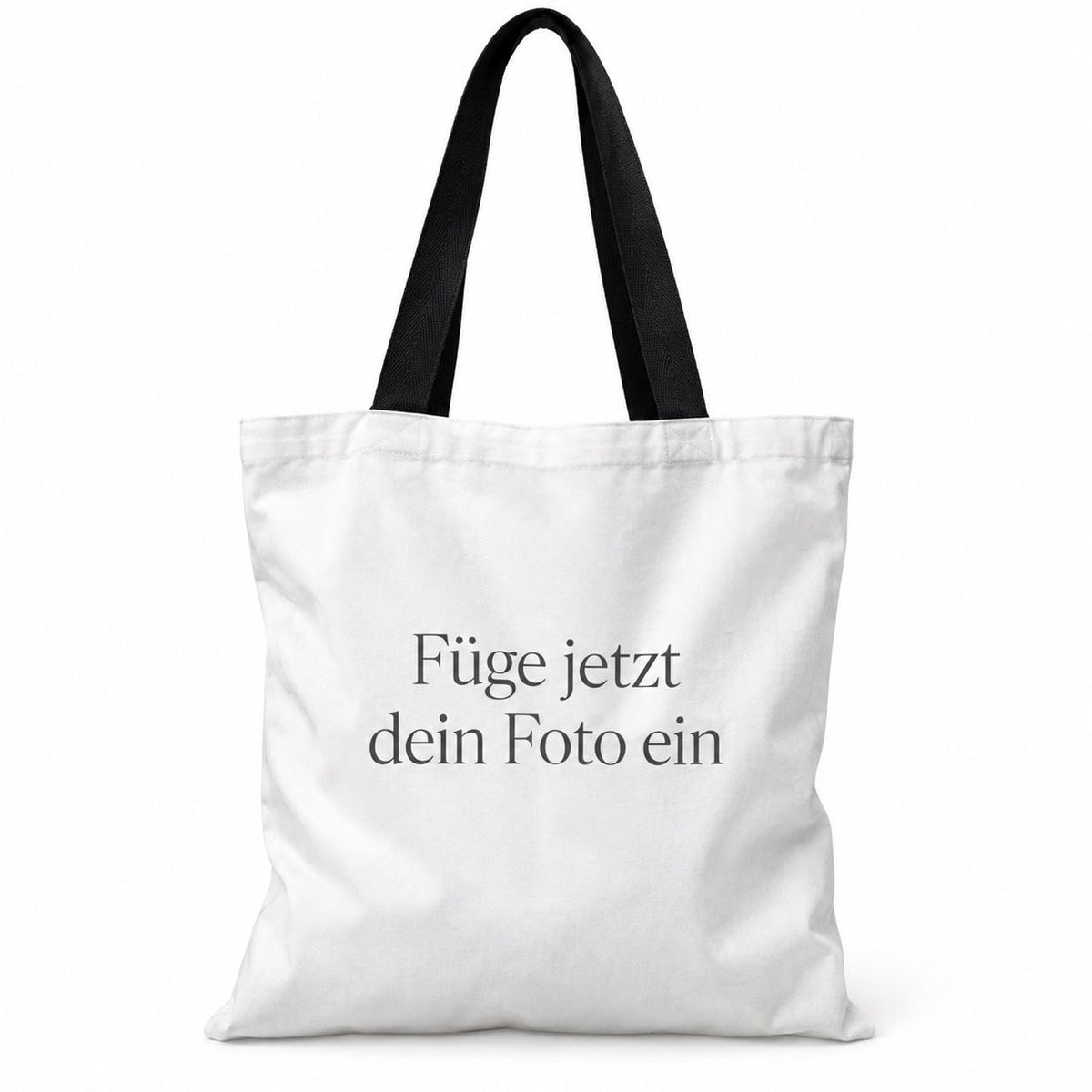 Weiße Stofftasche 40 × 40 cm mit Platz für dein Foto