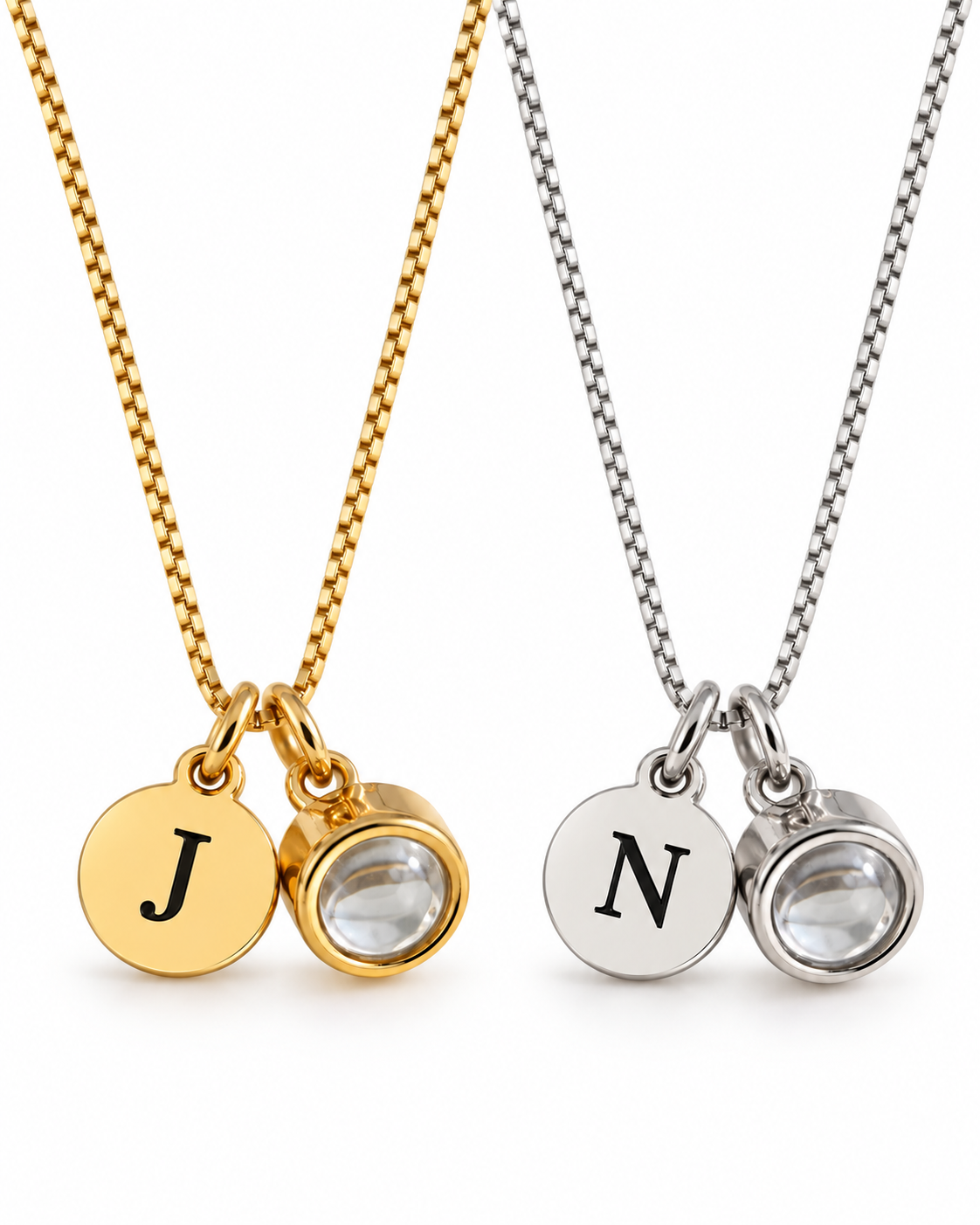 KAJA Kette mit Initiale und Fotoprojektion in Gold und Silber – Lorelia