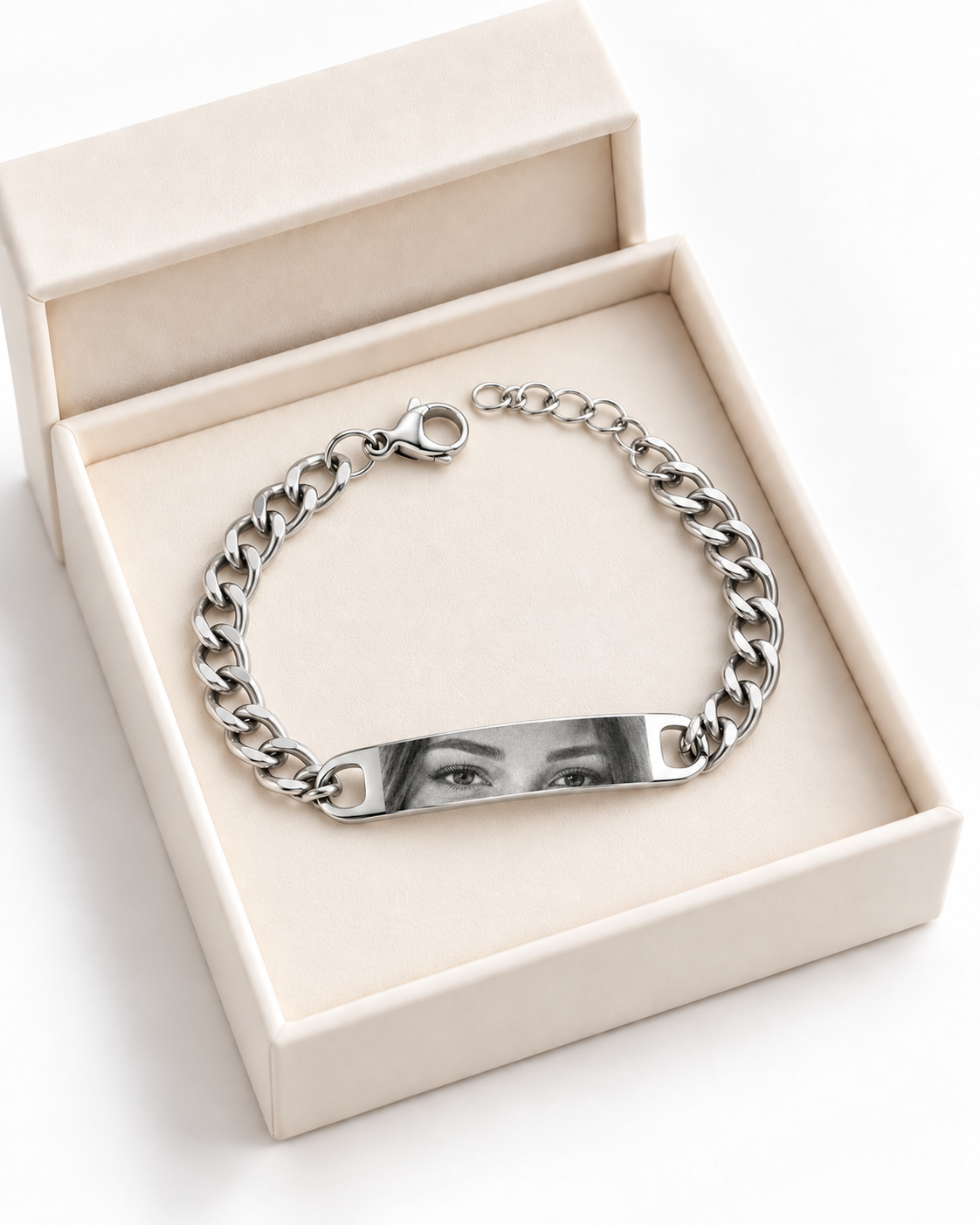 MALIN Gravur-Armband mit Augen-Foto Silber – in der Geschenkbox – Lorelia
