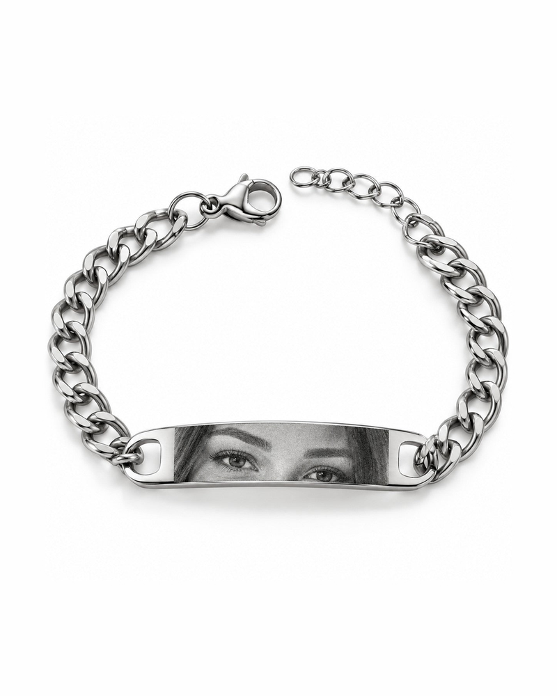 MALIN Gravur-Armband mit Augen-Foto Silber – Freisteller mit Augen-Gravur – Lorelia