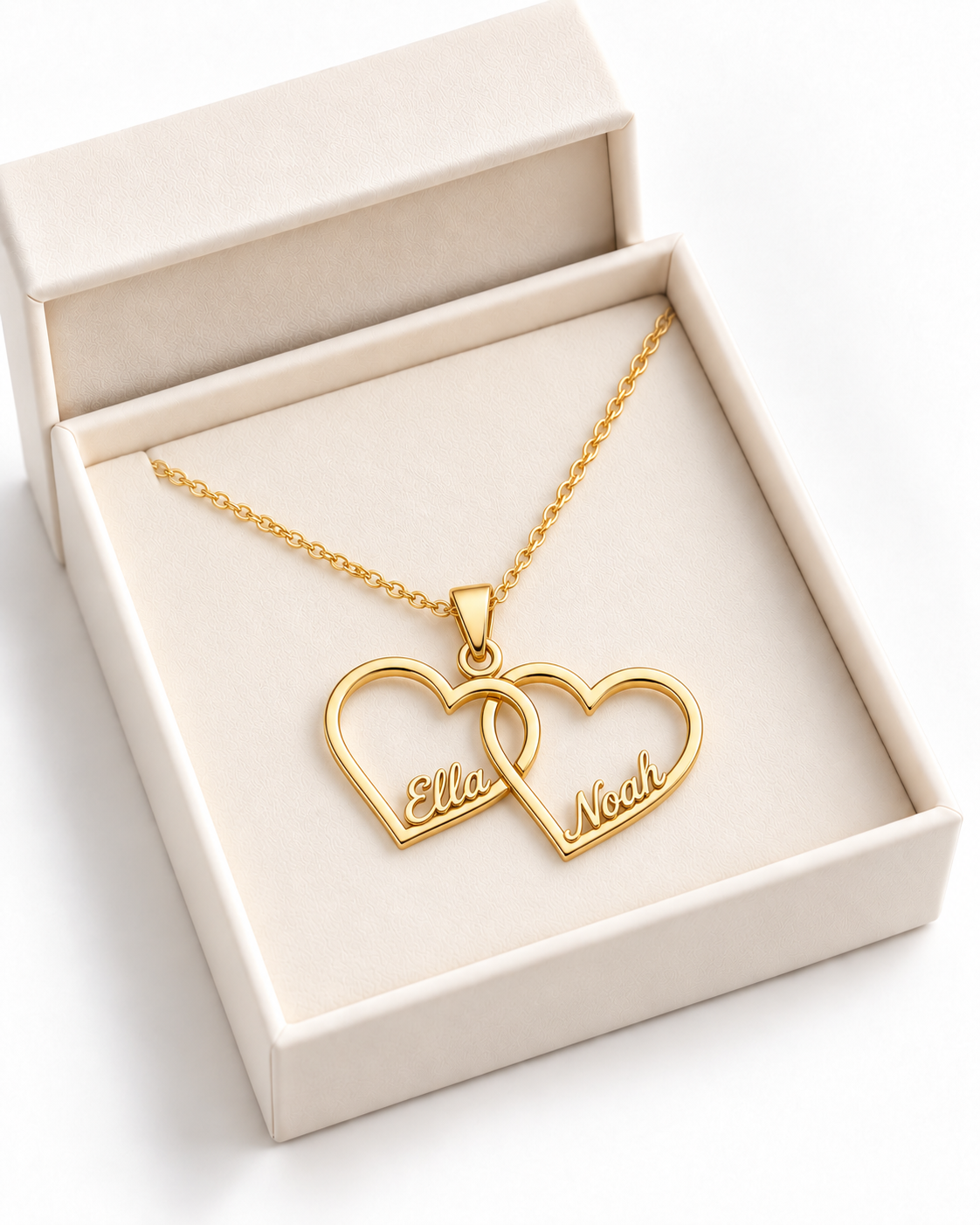 MAREN Herzkette mit Namen Gold – in der Geschenkbox – Lorelia