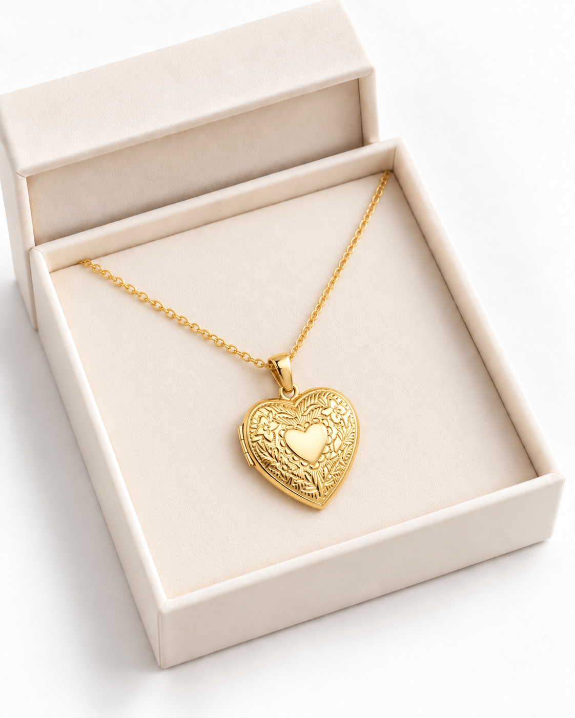 SELMA Herzmedaillon mit Foto Gold – in der Geschenkbox – Lorelia