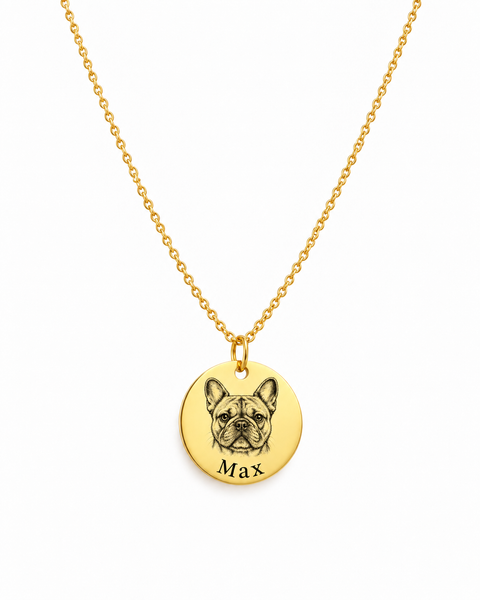 TAMBO Tierkette mit Porträt und Name Gold – Freisteller – Lorelia