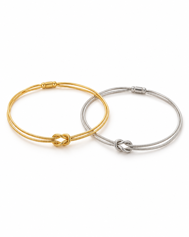 TILDA Partnerarmbänder mit Knoten (2er-Set) Gold und Silber – Freisteller – Lorelia