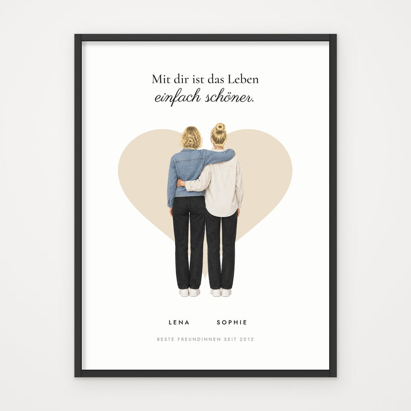 Beste-Freundinnen-Poster – Poster im schwarzen Rahmen