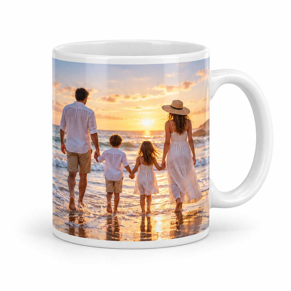 Fototasse 325 ml aus weißer Keramik mit Rundum-Fotodruck