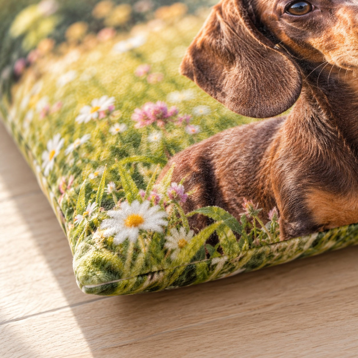 Foto-Hundekissen – Nahaufnahme Plüsch und Naht