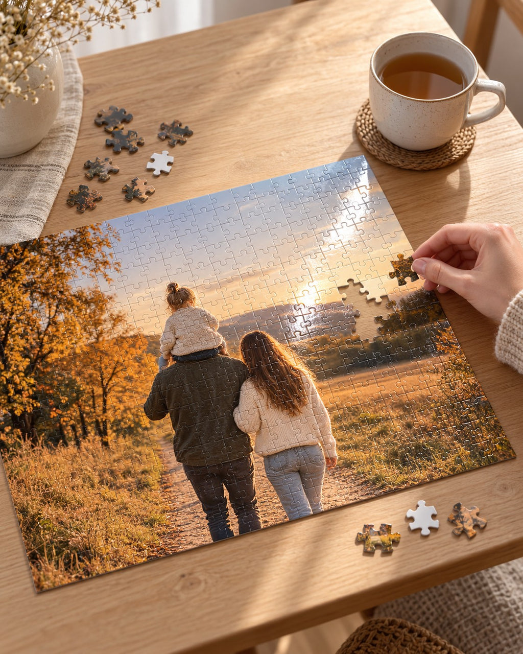 Fotopuzzle 40 × 30 cm mit 300 Teilen und glänzender Oberfläche beim Legen