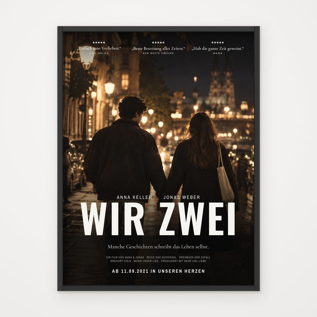 Filmposter WIR ZWEI – euer Kinoplakat – im schwarzen Rahmen (Beispiel wie bestellt)