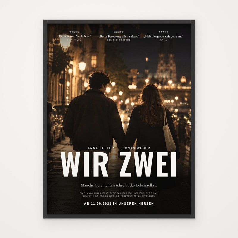 Filmposter WIR ZWEI – euer Kinoplakat – im schwarzen Rahmen (Beispiel wie bestellt)