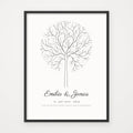 Fingerabdruck-Gästebaum – Poster im schwarzen Rahmen