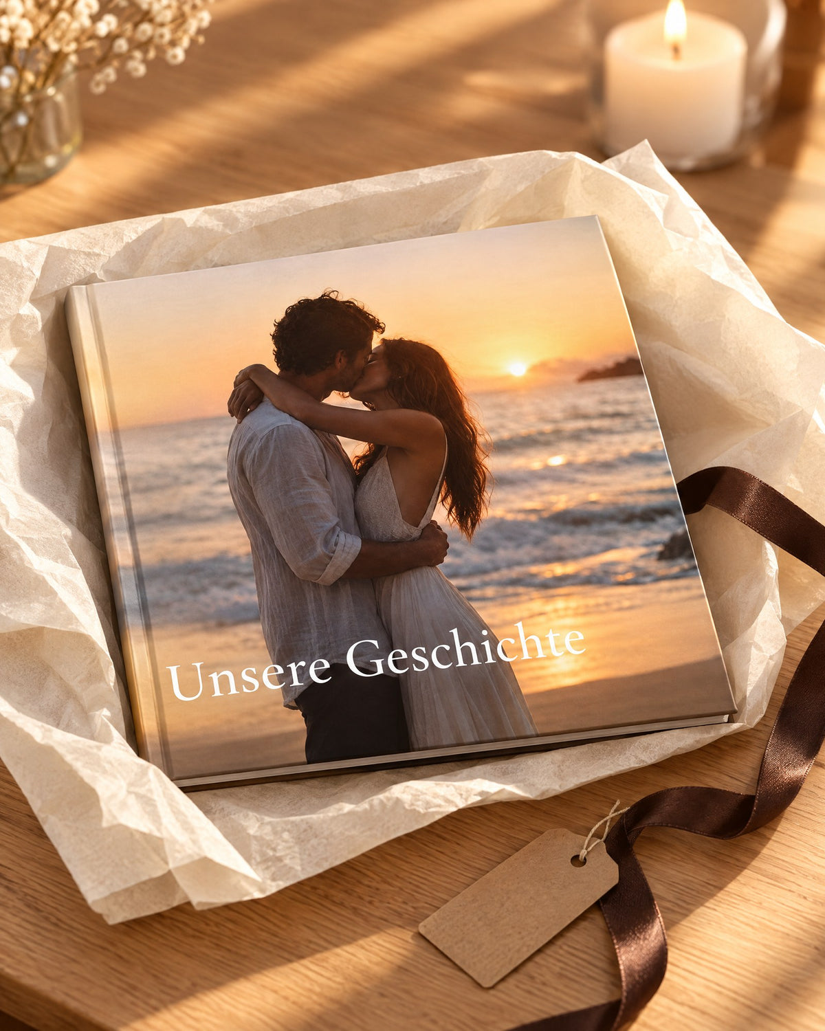 Fotobuch als Geschenk verpackt