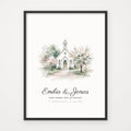Hochzeitsposter AQUARELL – Poster im schwarzen Rahmen