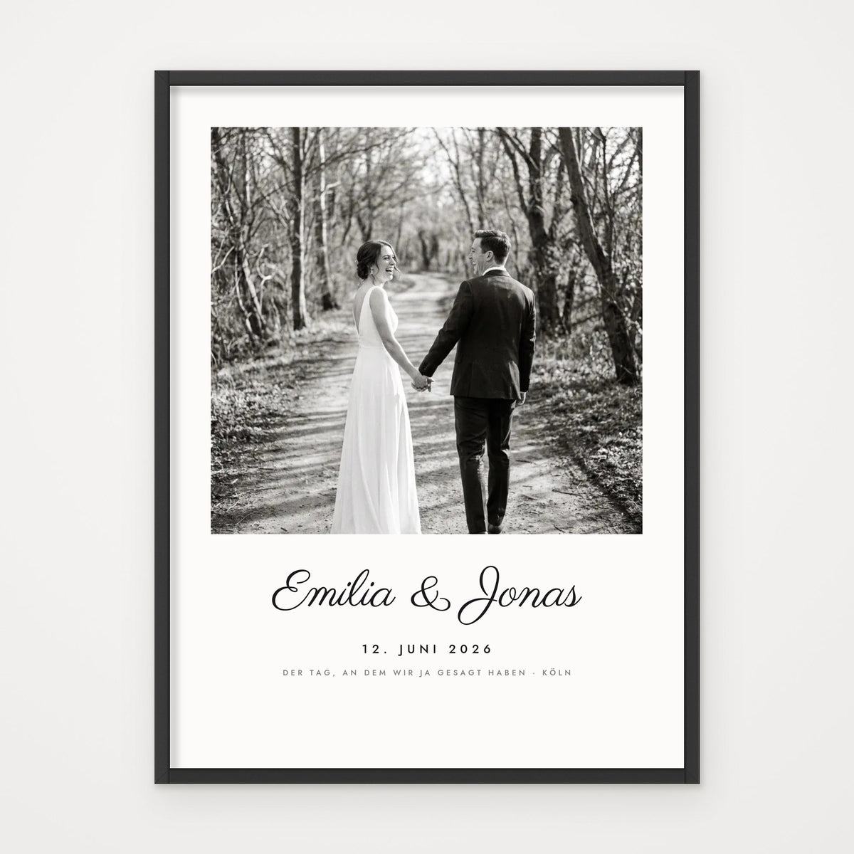 Hochzeitsposter mit Foto – Poster im schwarzen Rahmen