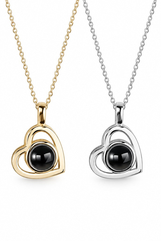 SAGA Herzkette mit Fotoprojektion in Gold und Silber – Lorelia