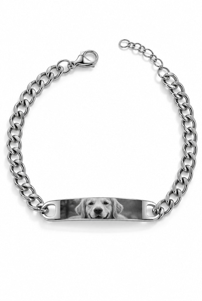 MALIN Gravur-Armband mit Augen-Foto Silber – Freisteller mit Hunde-Gravur – Lorelia