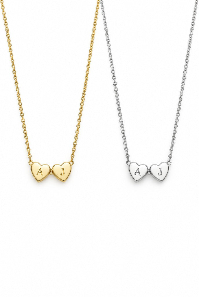 SONJA Kette mit zwei Herz-Initialen in Gold und Silber – Lorelia