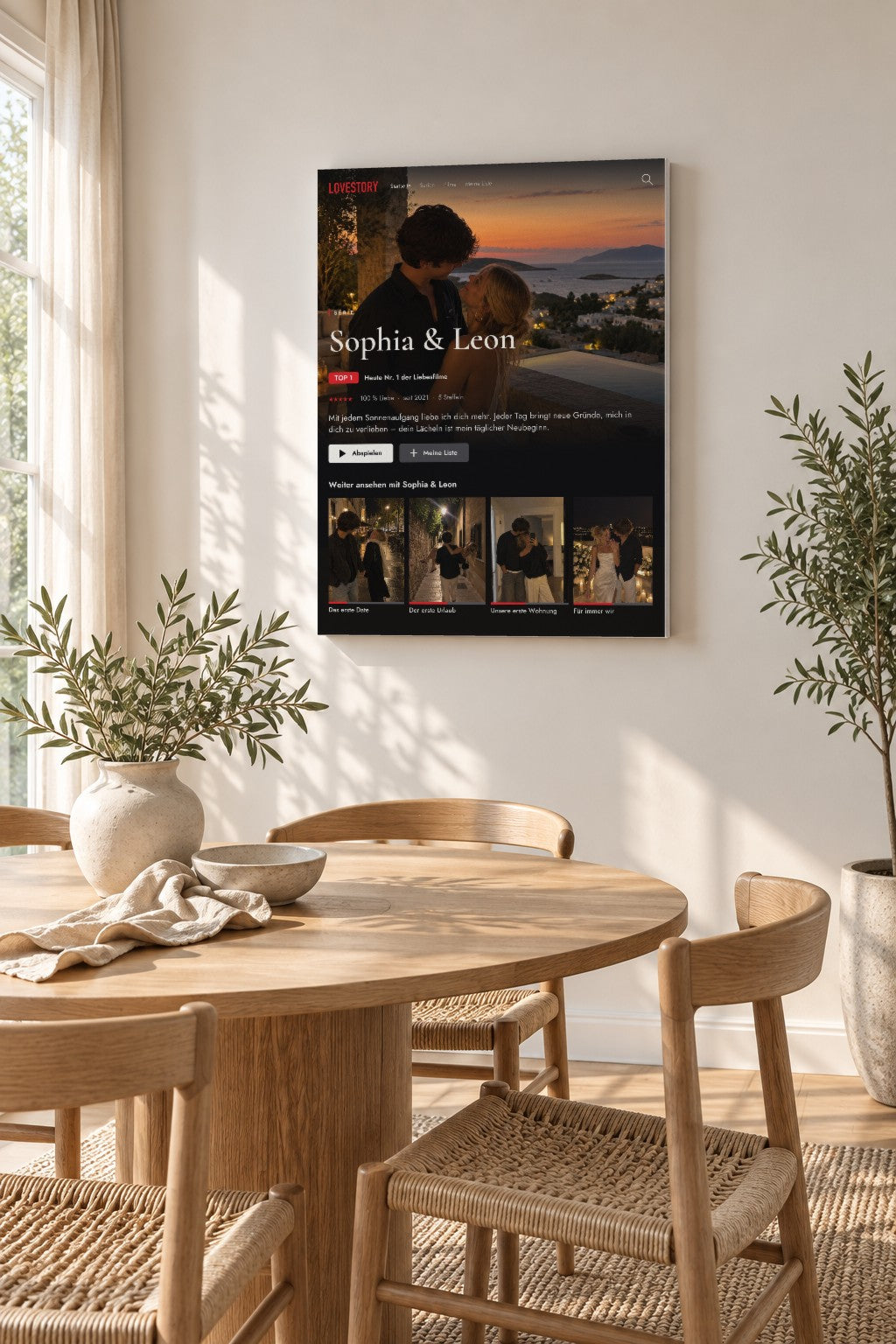 Streamingposter LOVESTORY – eure Serie – auf Leinwand im Wohnraum