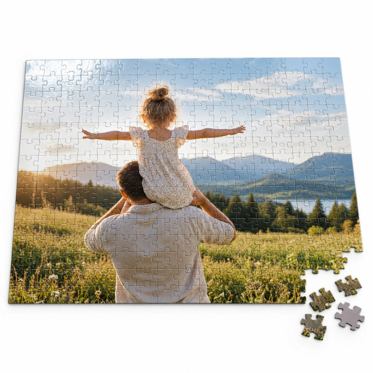 Fotopuzzle 40 × 30 cm mit 300 Teilen, glänzende Oberfläche – fast fertig gelegt