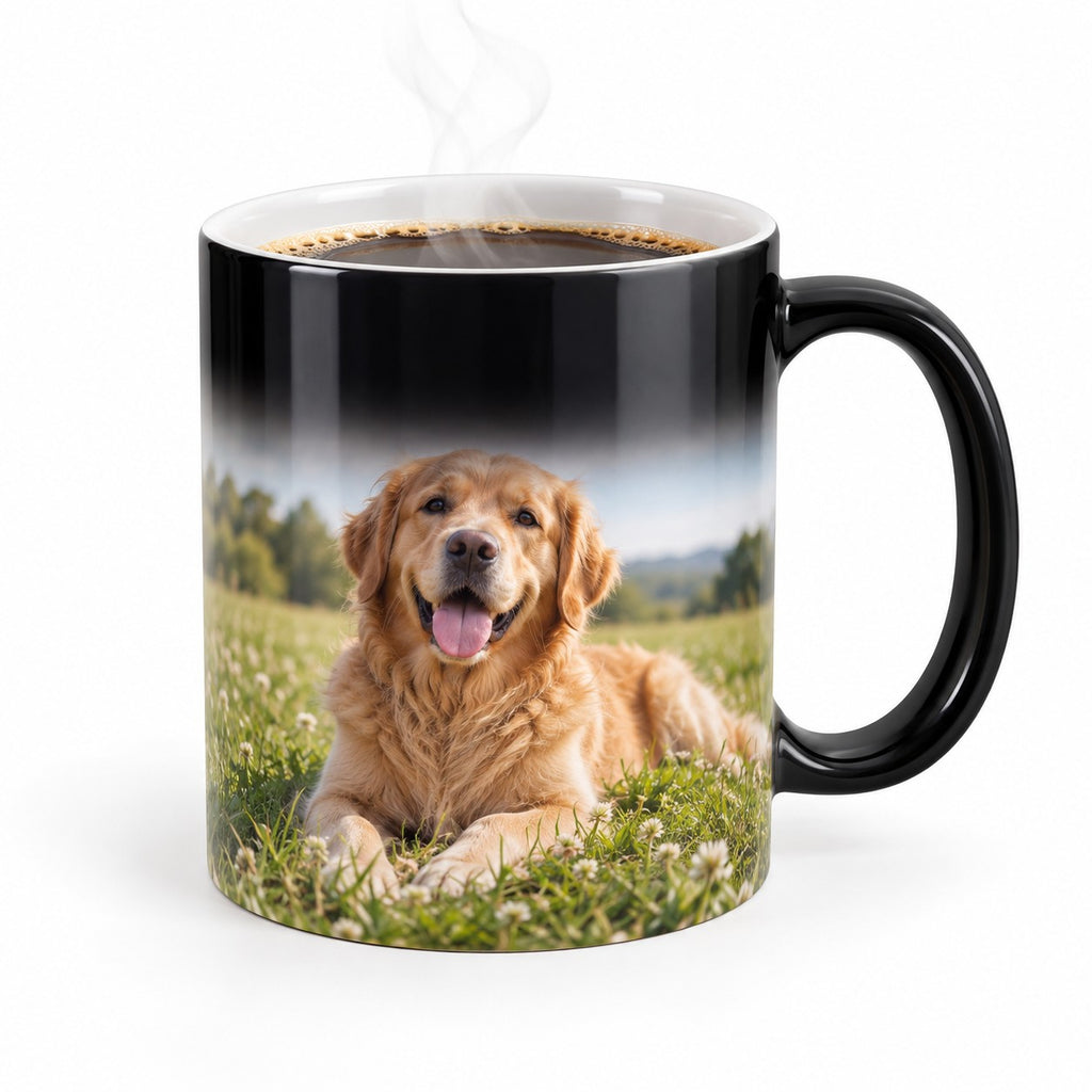 Foto-Zaubertasse 325 ml – schwarze Thermobeschichtung, das Foto erscheint mit heißem Getränk