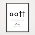 Poster „GOTT“ – Poster im schwarzen Rahmen