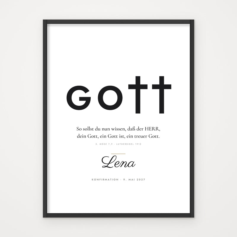 Poster „GOTT“ – Poster im schwarzen Rahmen