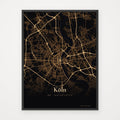 Stadtkarte GOLDEN – Poster im schwarzen Rahmen
