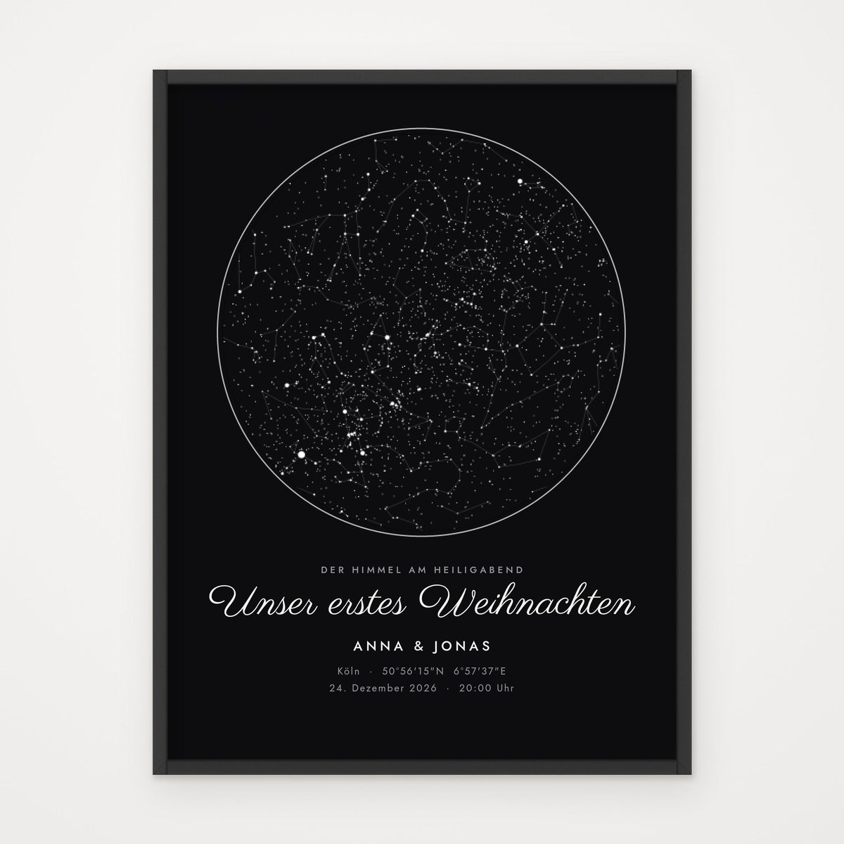 Weihnachtsposter UNSER ERSTES WEIHNACHTEN – Poster im schwarzen Rahmen
