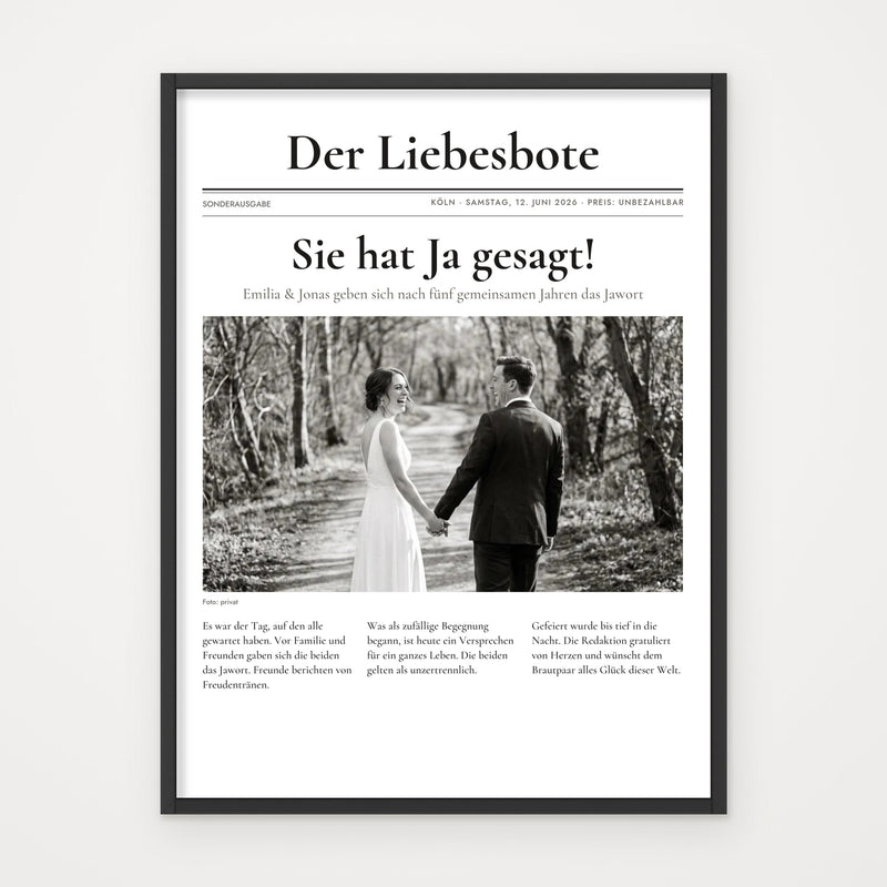 Zeitungsposter EXTRABLATT – Poster im schwarzen Rahmen